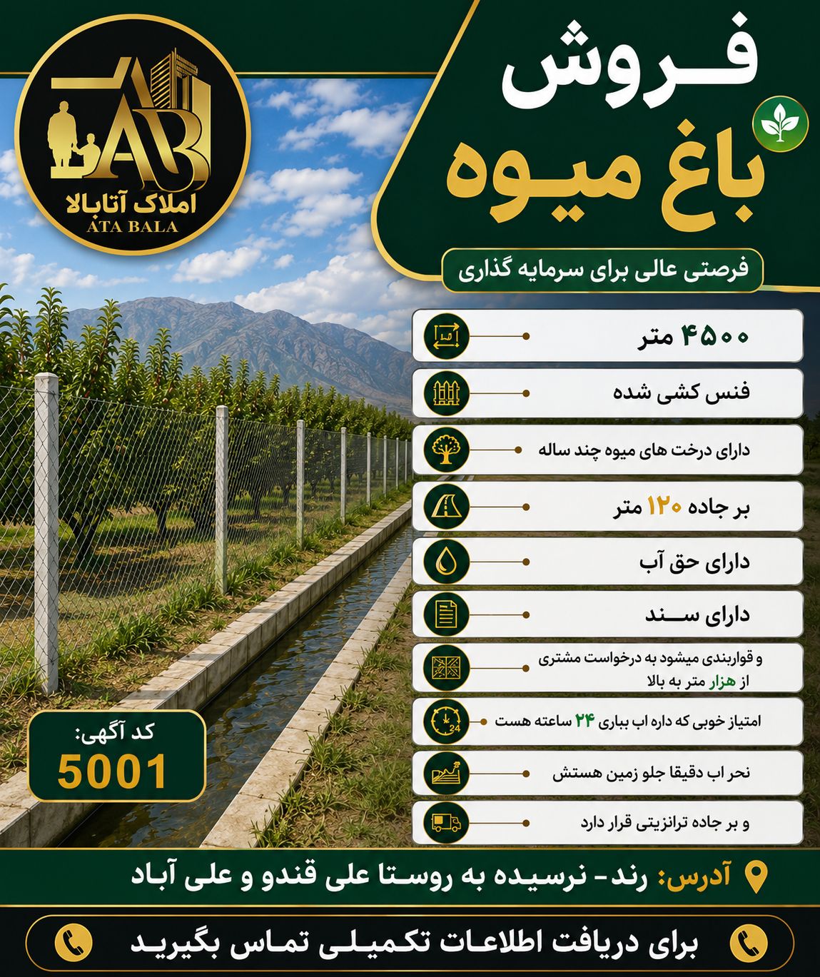 file_00000000f8d071f49b4b7b0f73e34a24 فروش زمین و باغ - Image 1